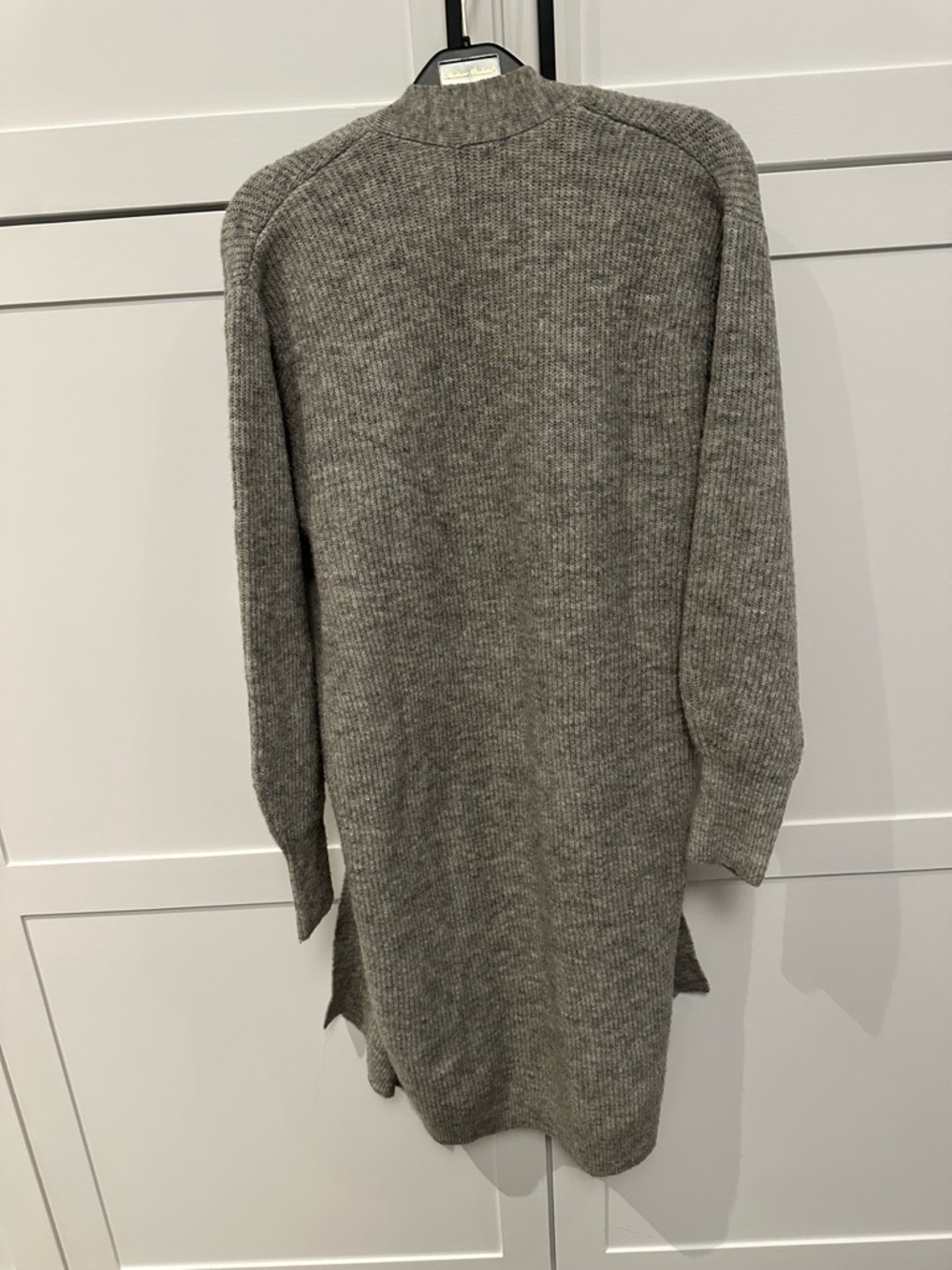 H&M Long Open-Front Ribbed Cardigan - Gray - Picture 2 of 8